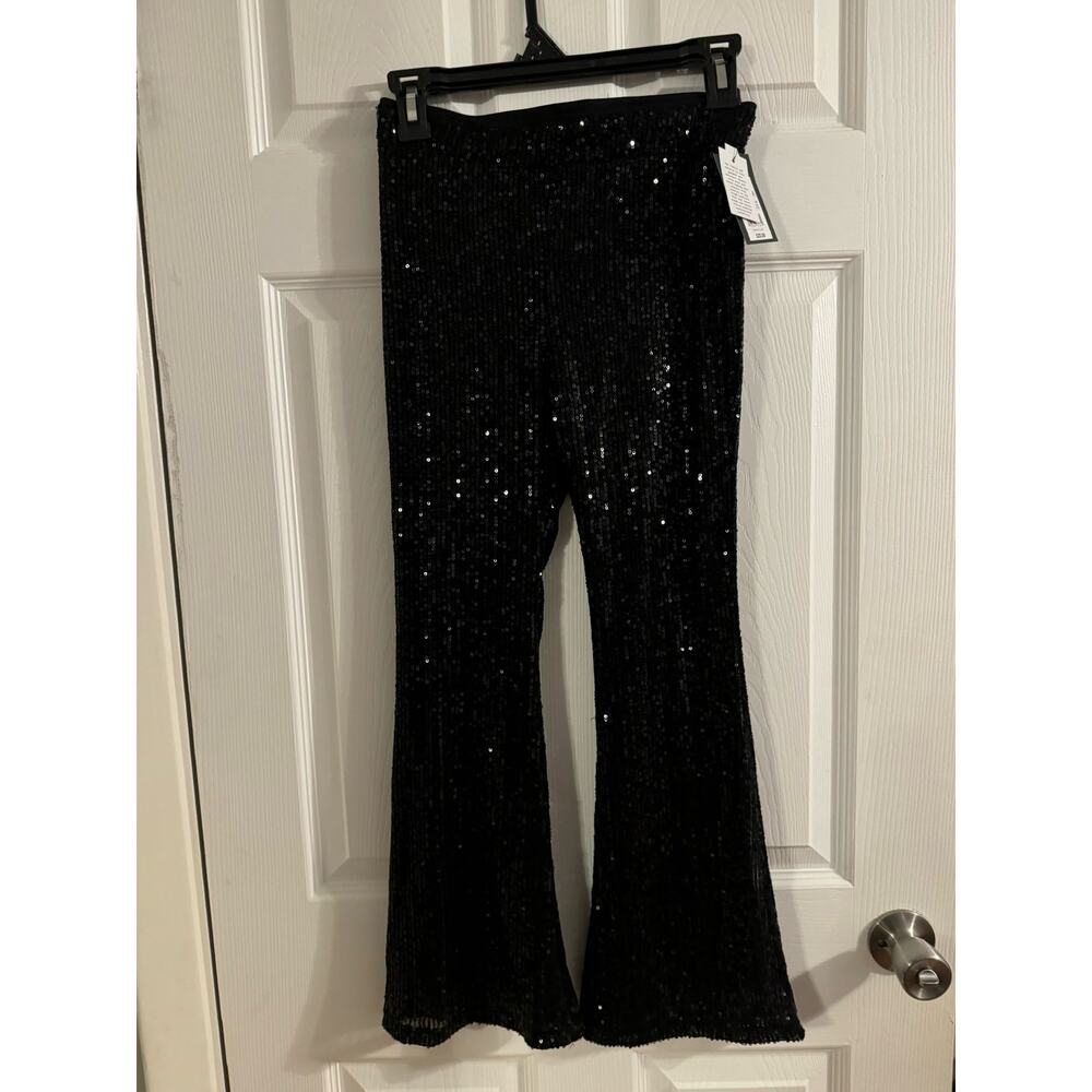 Girls' Sequin Flare Pants - Art class Black L 10/12 NWT